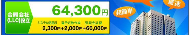 ��Ʊ���LLC��Ω�ĥ����ƥ������5,800�ߡ��Ż��괾����4,000�ߡ�����69,800��