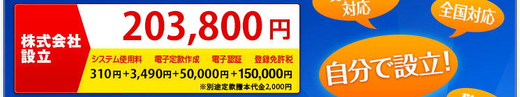 株式会社設立に必要な総額は203,800円